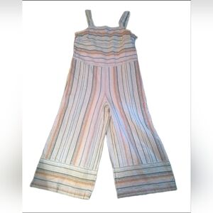 Beach Lunch Lounge striped linen blend cropped wide leg jumpsuit